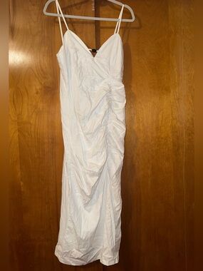 ZARA White Spaghetti Strap Ruched Maxi Dress- NWOT